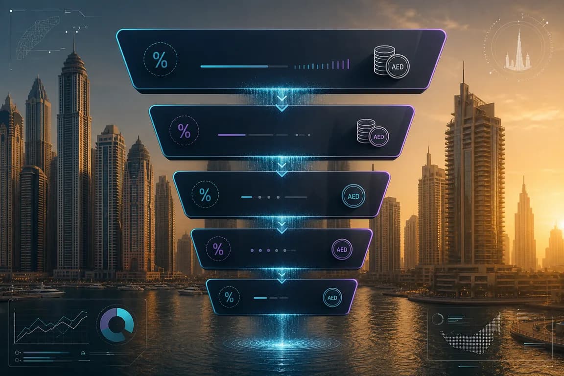 迪拜投资成本瀑布图 — 各项费用对净收益的影响