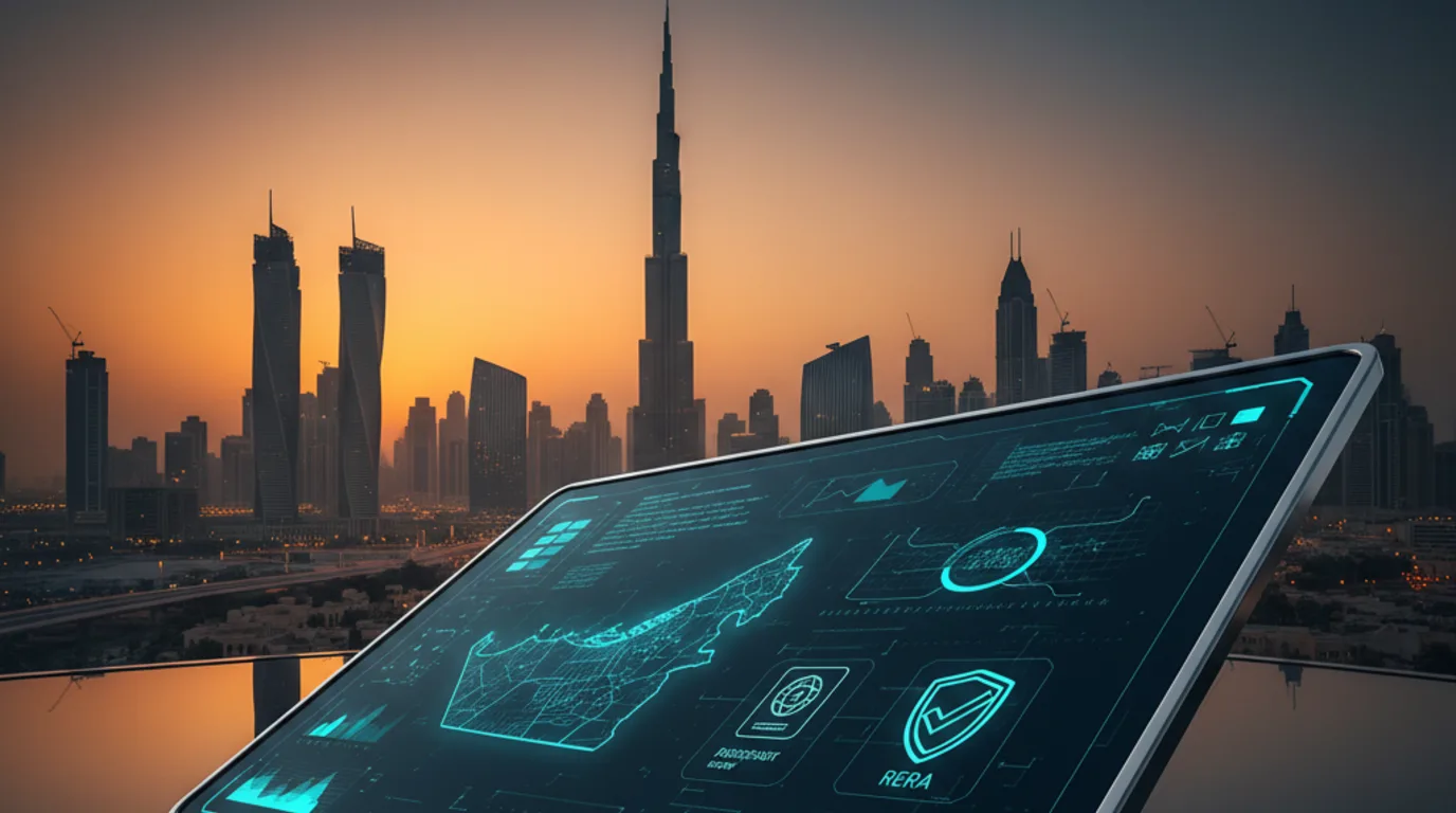 Foreign investor view of Dubai off-plan skyline with compliance overlays
