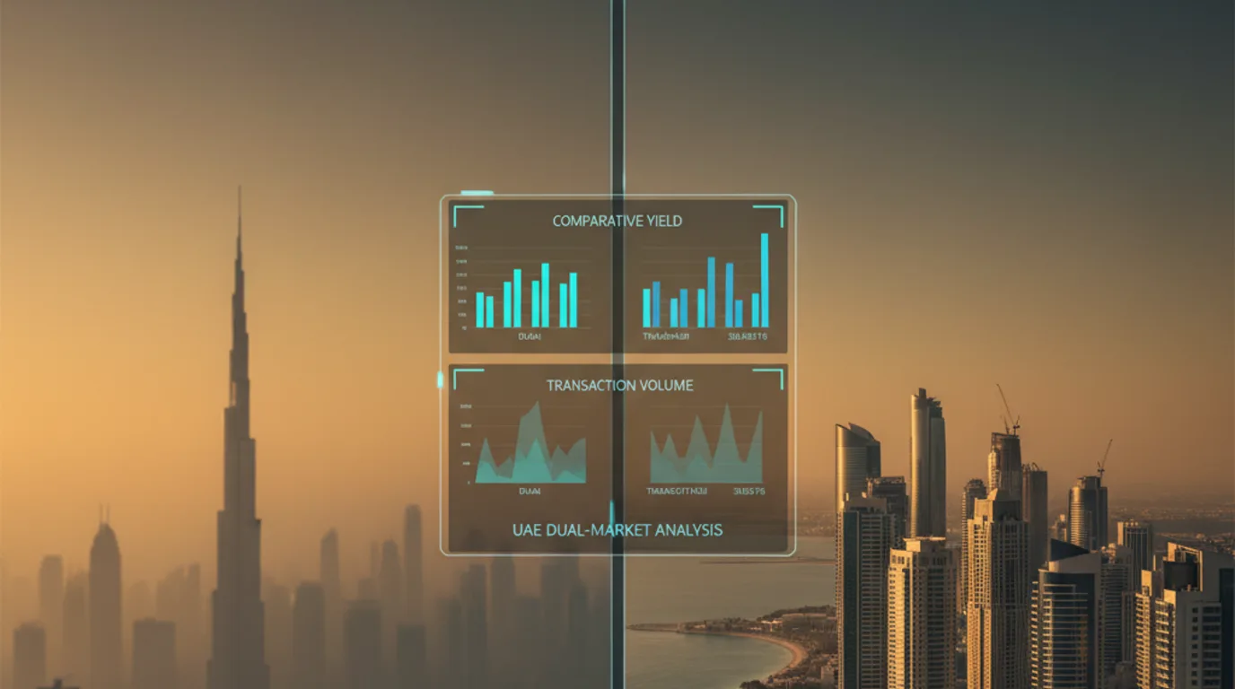 UAE skyline comparing Dubai and Abu Dhabi investment markets