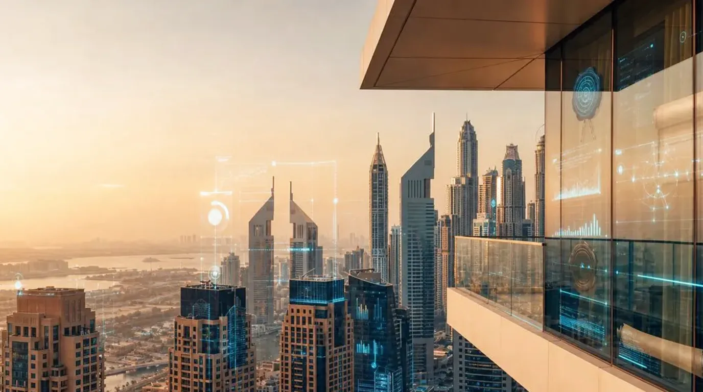 Premium Dubai high-rise towers with compressed yield overlays