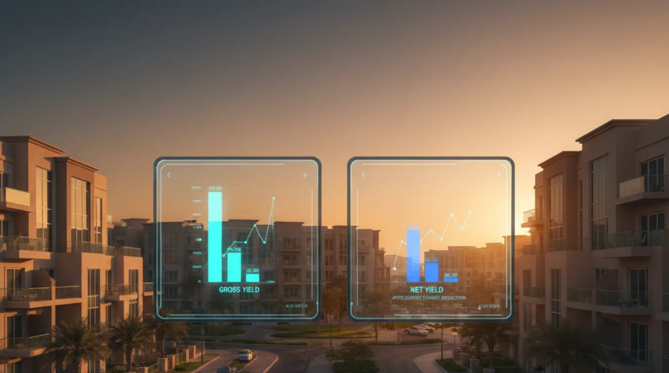 Gross vs net rental yield comparison across Dubai towers